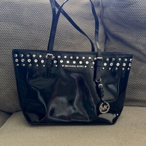 Michael Kors Glossy limited edition Black Tote with Silver Accents